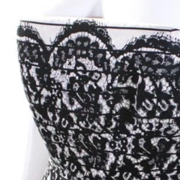 Tibi Strapless Silk & Wool Black Lace Print Mini Dress EUC - Picture 7 of 11